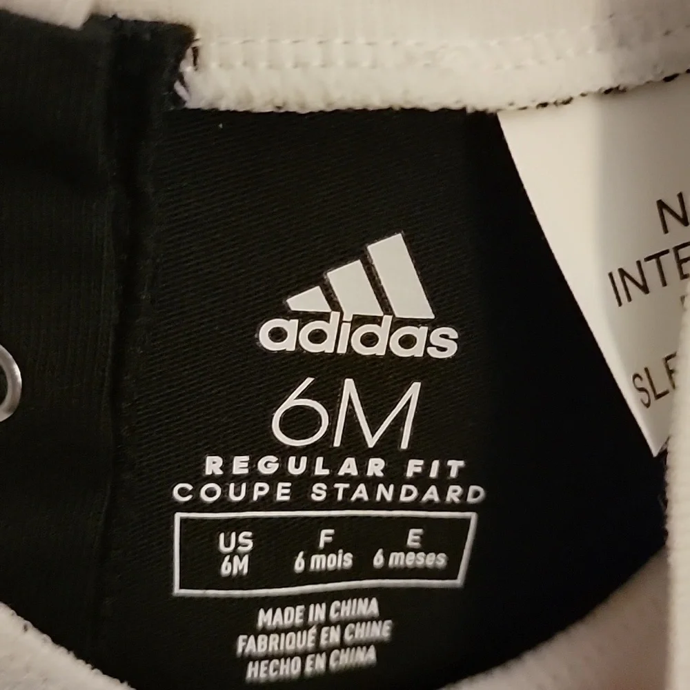 NWT, Adidas 6M, one piece romper, black and white.